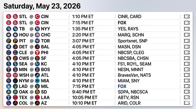 Full Saturday MLB Schedule Loaded With Division Battles