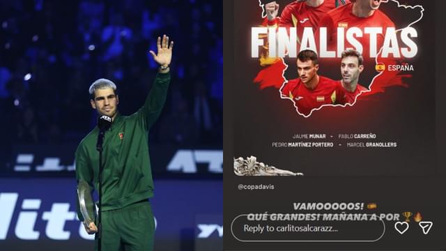 Carlos Alcaraz Celebrates Spain’s Davis Cup Win Over Germany From The Sidelines