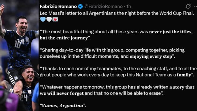 Lionel Messi Pens Emotional Letter for Argentinians Before World Cup Final