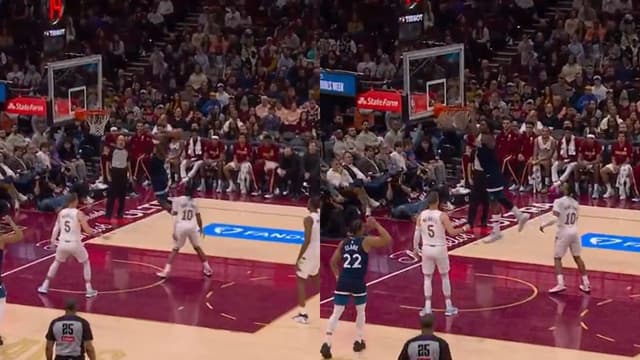 Anthony Edwards Soars for a Mighty Slam Against the Cavs