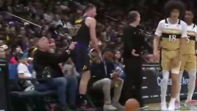 Luka Doncic Nearly Falls Into Alex Ovechkin’s Lap