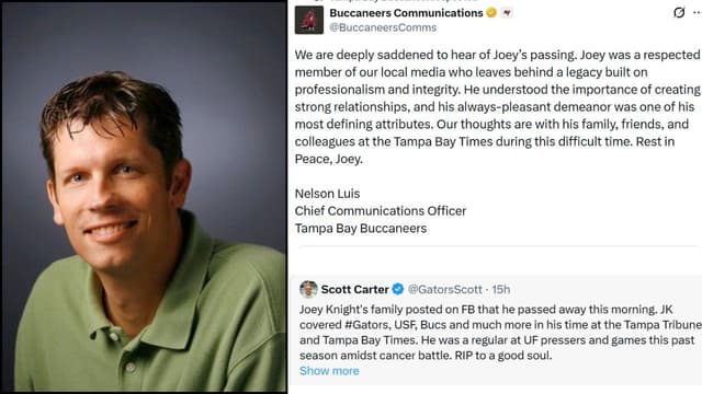 Buccaneers Mourn the Passing of Sports Journalist Joey Knight at 57