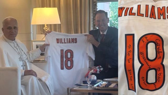Caleb Williams Gifts Pope Leo XIV Signed Bears Jersey for July 4 