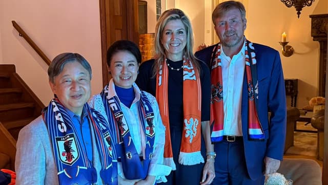 Japanese Emperor Naruhito and Netherlands’ King Willem-Alexander Watch WC Match