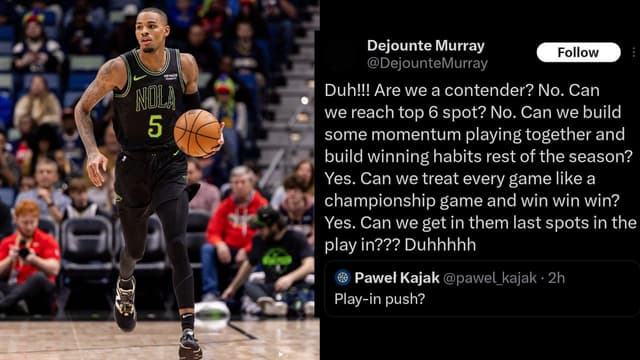 Dejounte Murray Admits Pelicans Aren’t a Contender, Ready to Go All-In on Play-In Push
