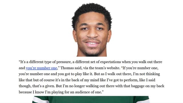 Azareye'h Thomas Says No. 1 Jersey Comes With 'Different' Expectations