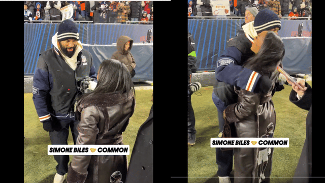 Simone Biles, Common Attend Packers-Bears Wildcard Clash at Soldier Field