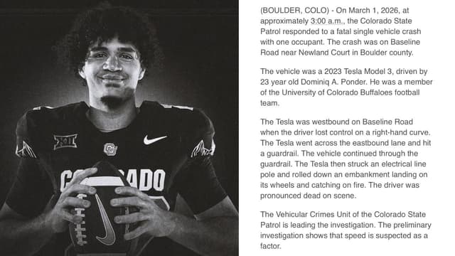 Report: Dominiq Ponder's Tesla Lost Control on a Curve, Struck a Guardrail