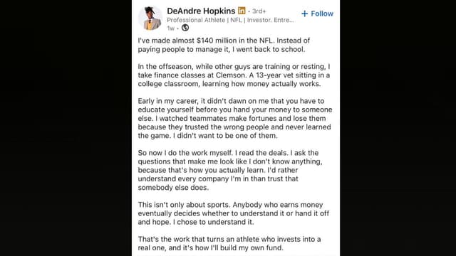 DeAndre Hopkins Explains Why He Went Back to College After Making $140M in the NFL