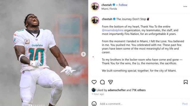 Tyreek Hill: “The Cheetah Will Be Back” After Dolphins Exit