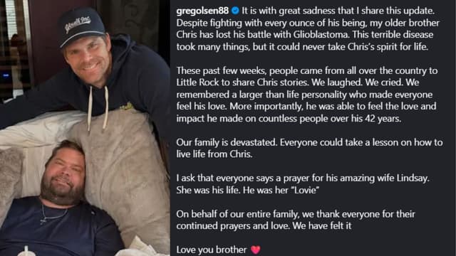 Greg Olsen Shares Emotional Tribute After Brother’s Death