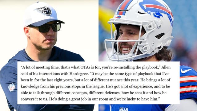 Josh Allen Says Bills Are “Lucky” to Have New QB Coach Bo Hardegree