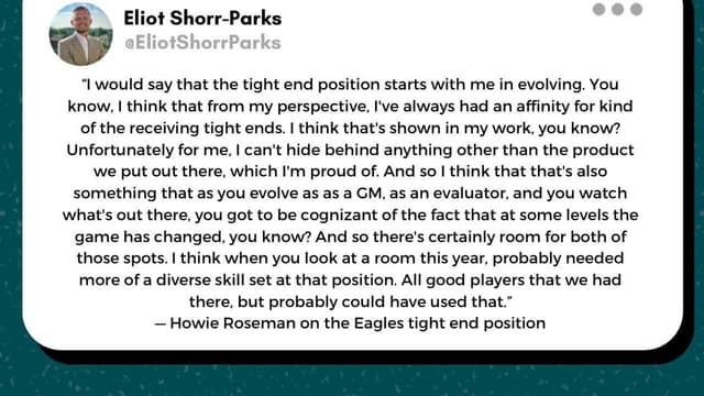 Howie Roseman: Eagles Tight End Position ‘Needs to Evolve’