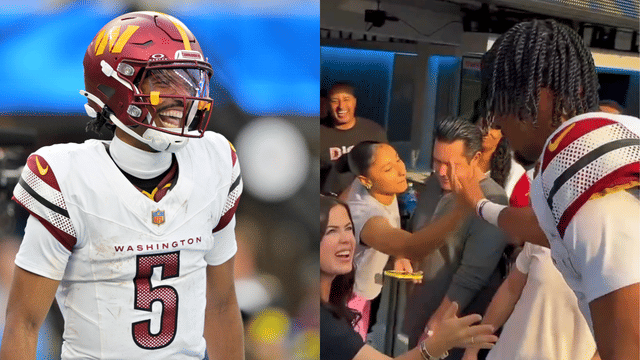 JuJu Watkins Celebrates With Jayden Daniels After Commanders’ Win