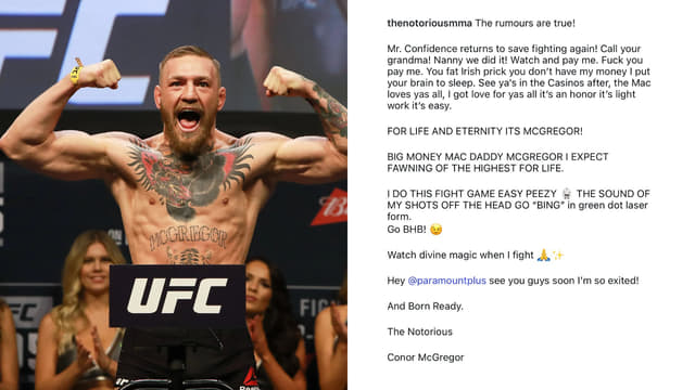Conor McGregor Confirms Comeback Rumors Are Real