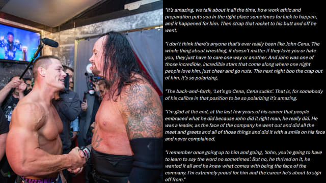 Undertaker Explains How John Cena Proved Him Wrong