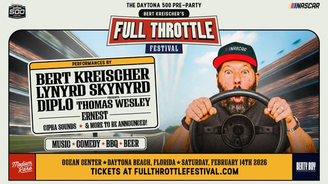 Comedian Bert Kreischer to Headline the "Full Throttle Festival" Ahead of 2026 Daytona 500