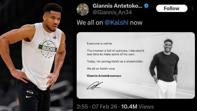 Giannis Antetokounmpo Joins Prediction Market Platform Kalshi as a Shareholder