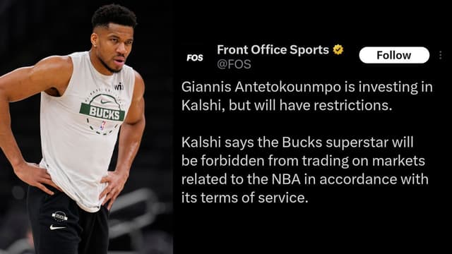 Giannis Antetokounmpo Faces Restrictions While Investing in Prediction Platform Kalshi