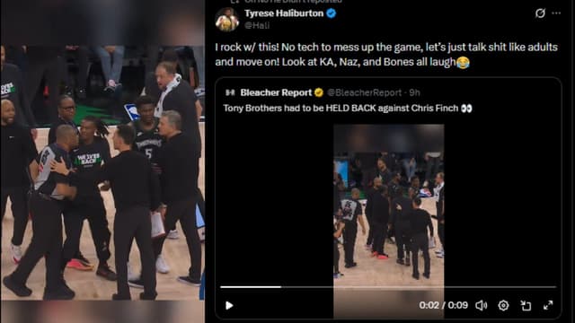 Tyrese Haliburton Reacts to Tony Brothers and Chris Finch Going at Each Other in Game 3