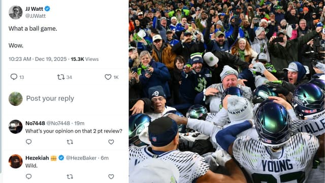 J.J. Watt Sums Up Every NFL Fan After Watching Seahawks-Rams Thriller