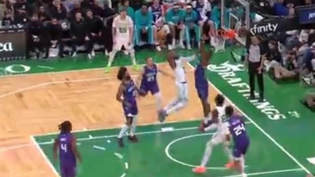 Jaylen Brown Detonates at the Rim for a One-Handed Poster Dunk