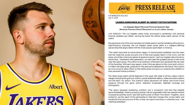 Lakers Land Albert as $30 Million-a-Year Jersey Patch Sponsor