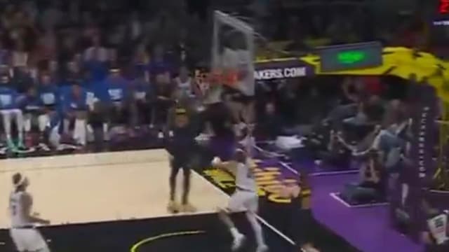 LeBron James Goes Up for the Incredible Chasedown Block on Anthony Black