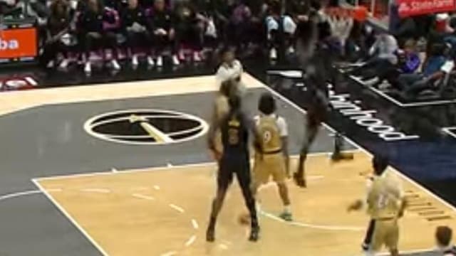 LeBron James in Disbelief After Slamming Home the Left-Handed Alley-Oop Dunk