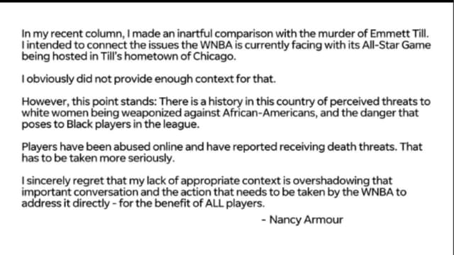 Nancy Armour Clarifies Caitlin Clark Column After Emmett Till Backlash