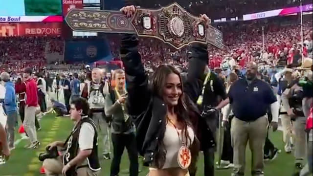 Nikki Bella Showcases Custom CFP Title Belt at Fiesta Bowl