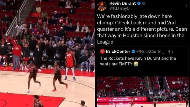Rockets Seats Still Empty in 4th Quarter Despite Kevin Durant’s “Fashionably Late” Defense