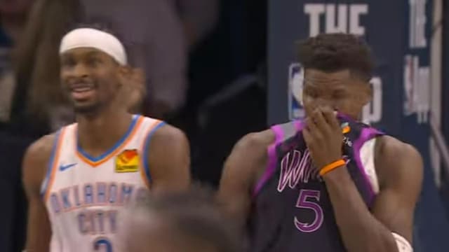 Shai Gilgeous-Alexander Exchanges Words With Anthony Edwards After Hard Push During Layup