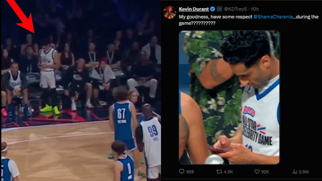 Kevin Durant Calls Out Shams Charania For Being on His Phone During Celebrity Game