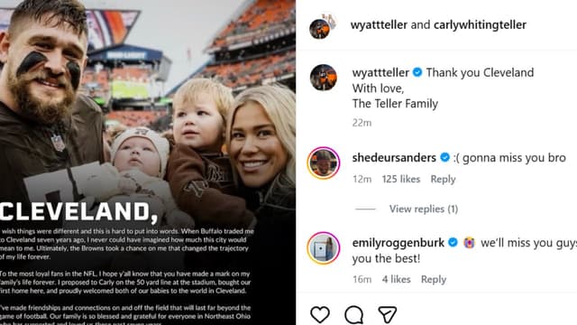 “Gonna Miss You Bro”: Shedeur Sanders Gets Real About Wyatt Teller’s Exit from Browns