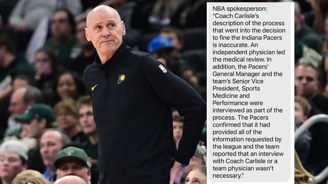 NBA Disputes Rick Carlisle's Account of Pacers Fine Process