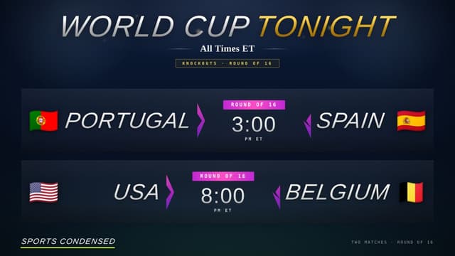 Portugal vs Spain and USA vs Belgium Headline Two Huge World Cup Round of 16 Clashes