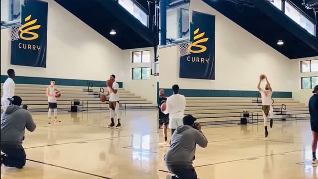 Stephen Curry Turns Warmups Into a Show With Left-Handed One-Handers and a Step-Back
