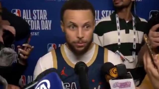 Steph Curry Overwhelmed by Reporters During NBA All-Star Media Day