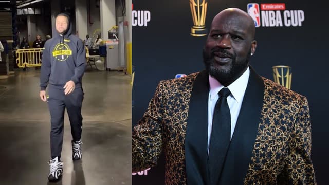 Shaquille O’Neal Reacts to Stephen Curry Wearing Reebok Shaqnosis in Pre-Game Tunnel Walk