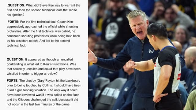 Head Ref Brian Forte Describes What Led to Steve Kerr’s Ejection in Loss vs Clippers