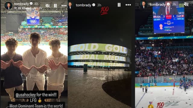 Tom Brady Celebrates U.S. Women’s Hockey Team Gold Medal With Son Benjamin