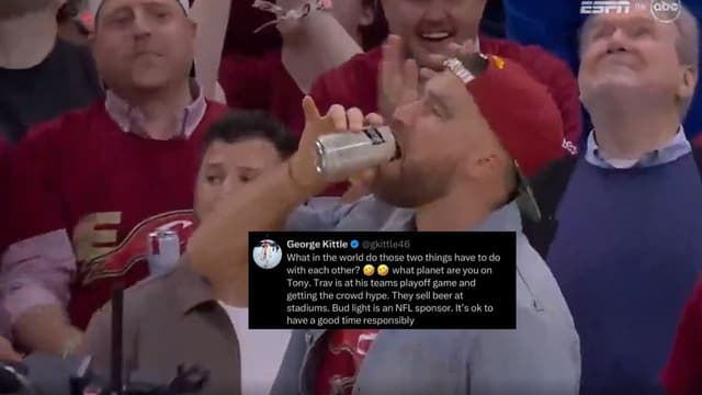 George Kittle Supports Travis Kelce’s Beer Chugging at Knicks-Cavs Game
