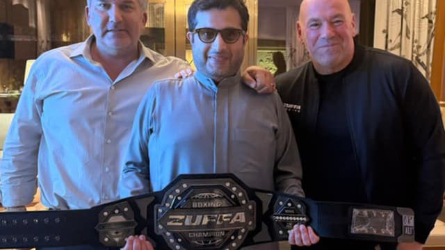 Turki Alalshikh Unveils Diamond Zuffa Boxing Belt With Dana White and Nick Khan