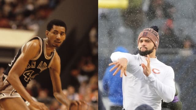 George Gervin Attempting to Block Caleb Williams' "Iceman" Trademark