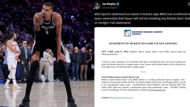 MSG Sports Confirms Spurs Will Not Revoke Knicks Fans' Game 5 Tickets