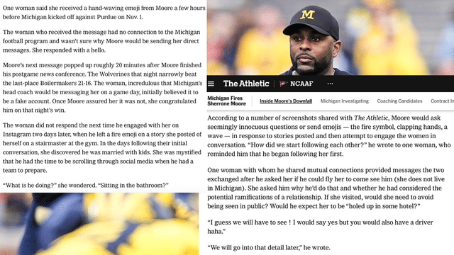 New Report Reveals Sherrone Moore’s Awkward DMs to Multiple Women