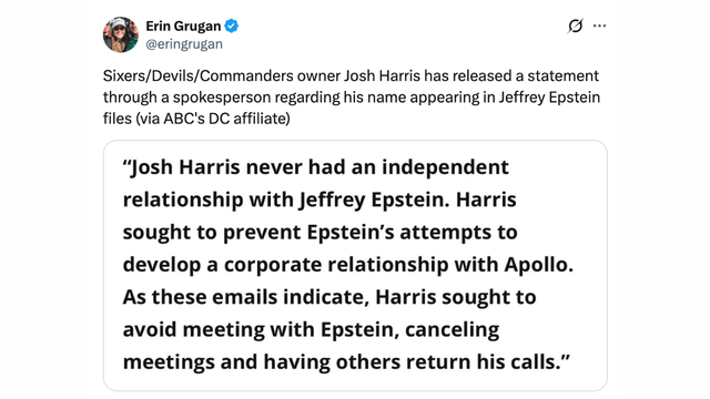 Josh Harris Denies Relationship With Jeffrey Epstein After Name Appears in DOJ Files
