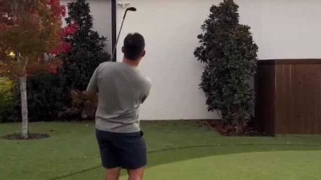 Si Woo Kim Uses Roof to Drain Ridiculous Backyard Trick Shot