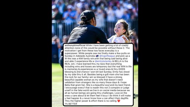 Anthony Kim Thanks Wife and Daughter After LIV Adelaide Win